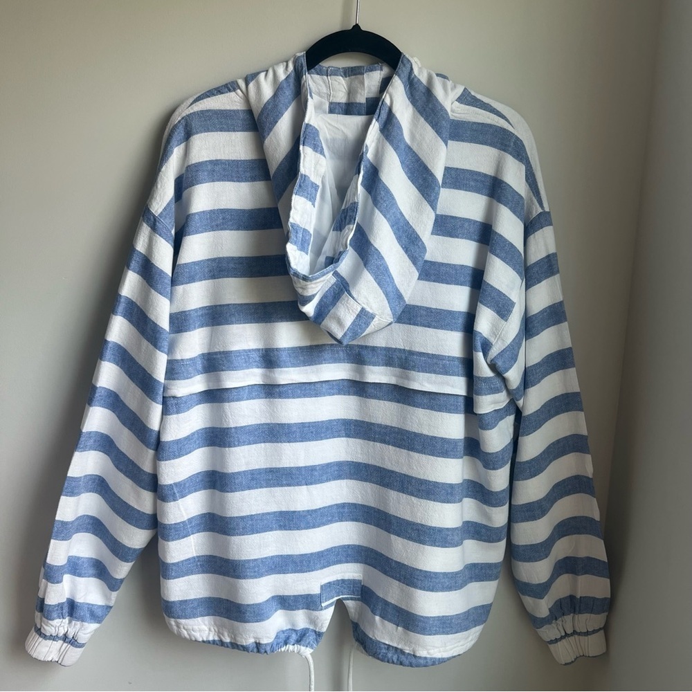 Striped Blue and White Women's Hoodie - Picture 13 of 16